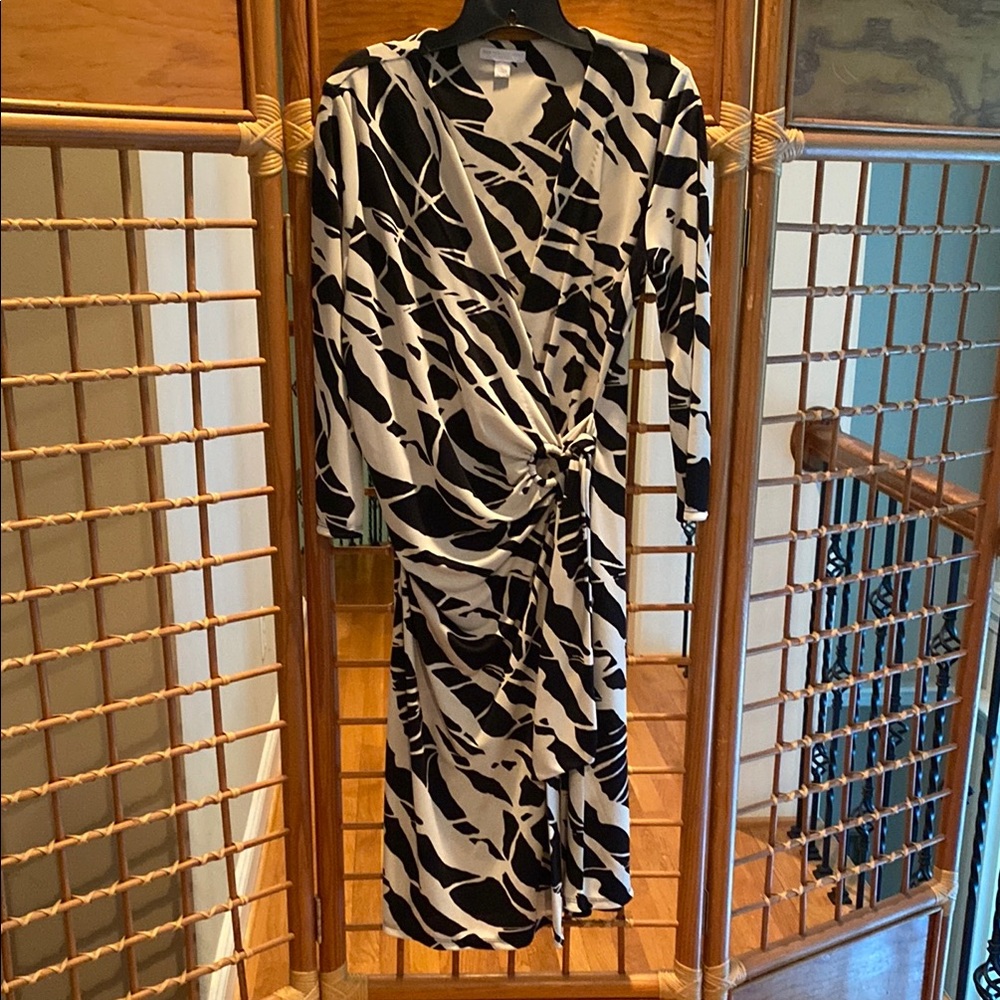 Black and Cream Wrap Dress